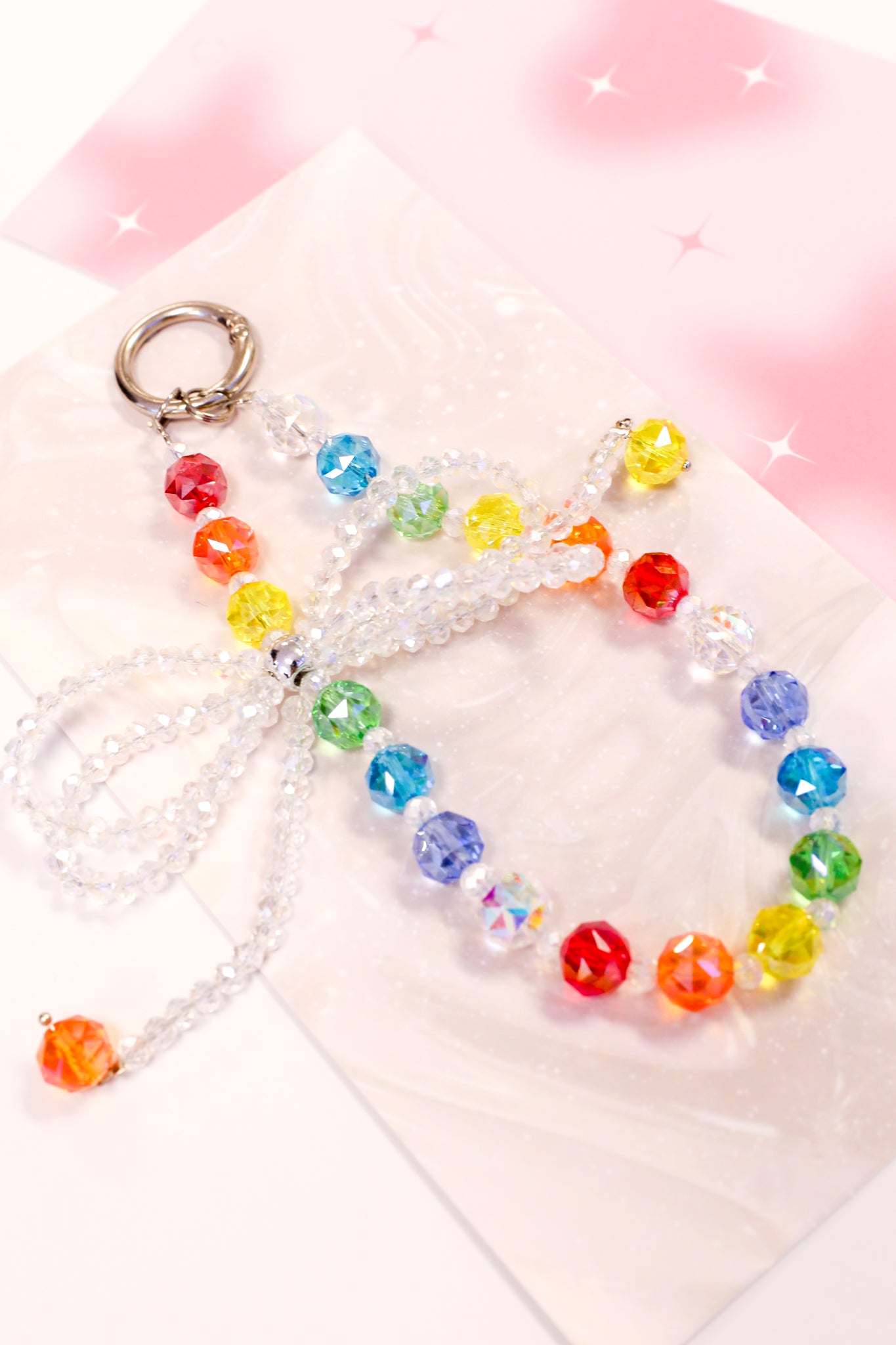 Rainbow Crystal Bow Keychain