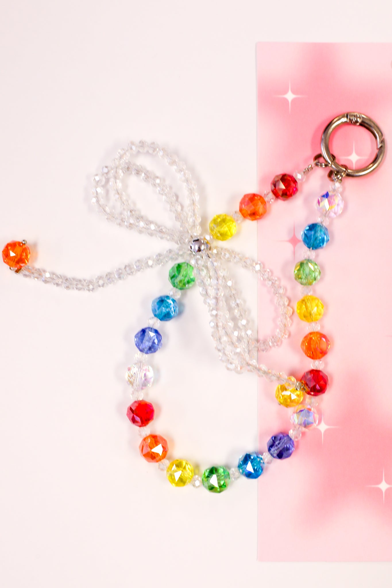 Rainbow Crystal Bow Keychain