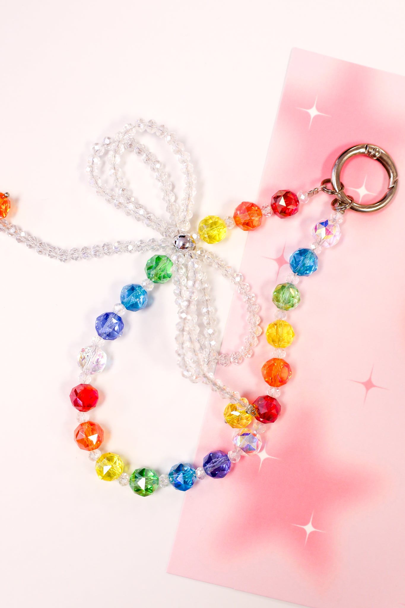 Rainbow Crystal Bow Keychain