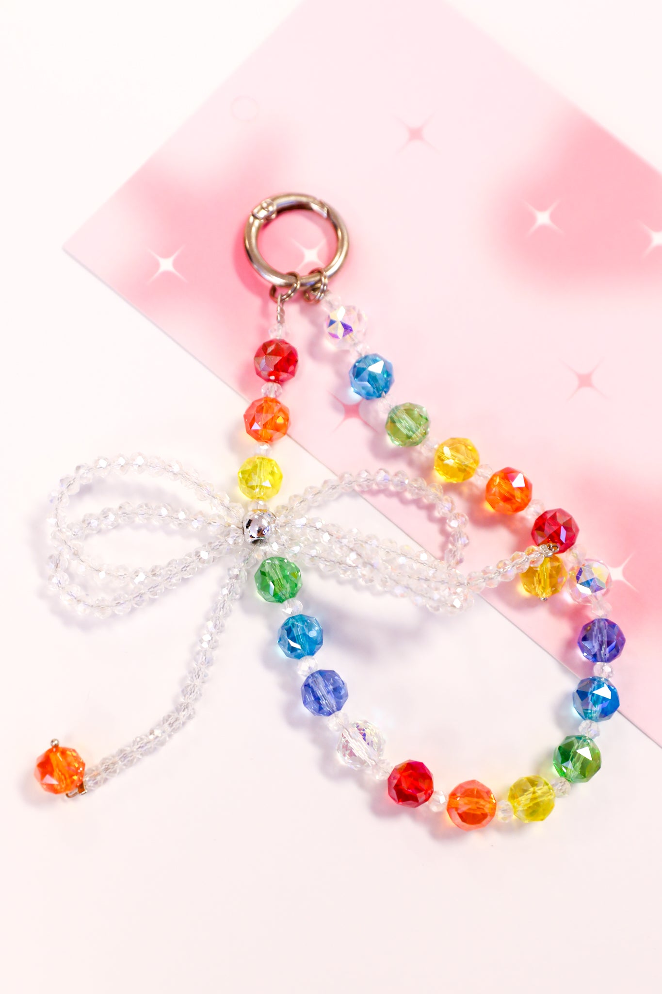 Rainbow Crystal Bow Keychain