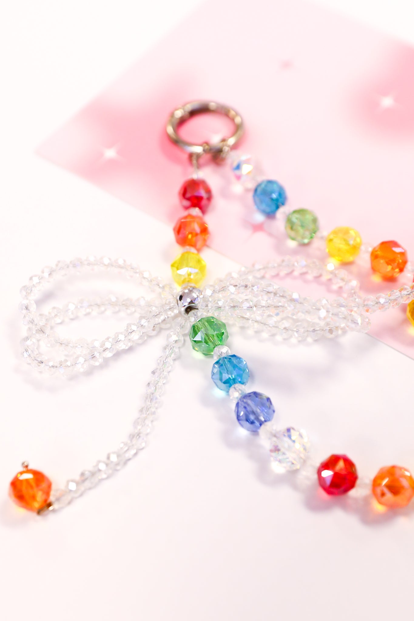 Rainbow Crystal Bow Keychain