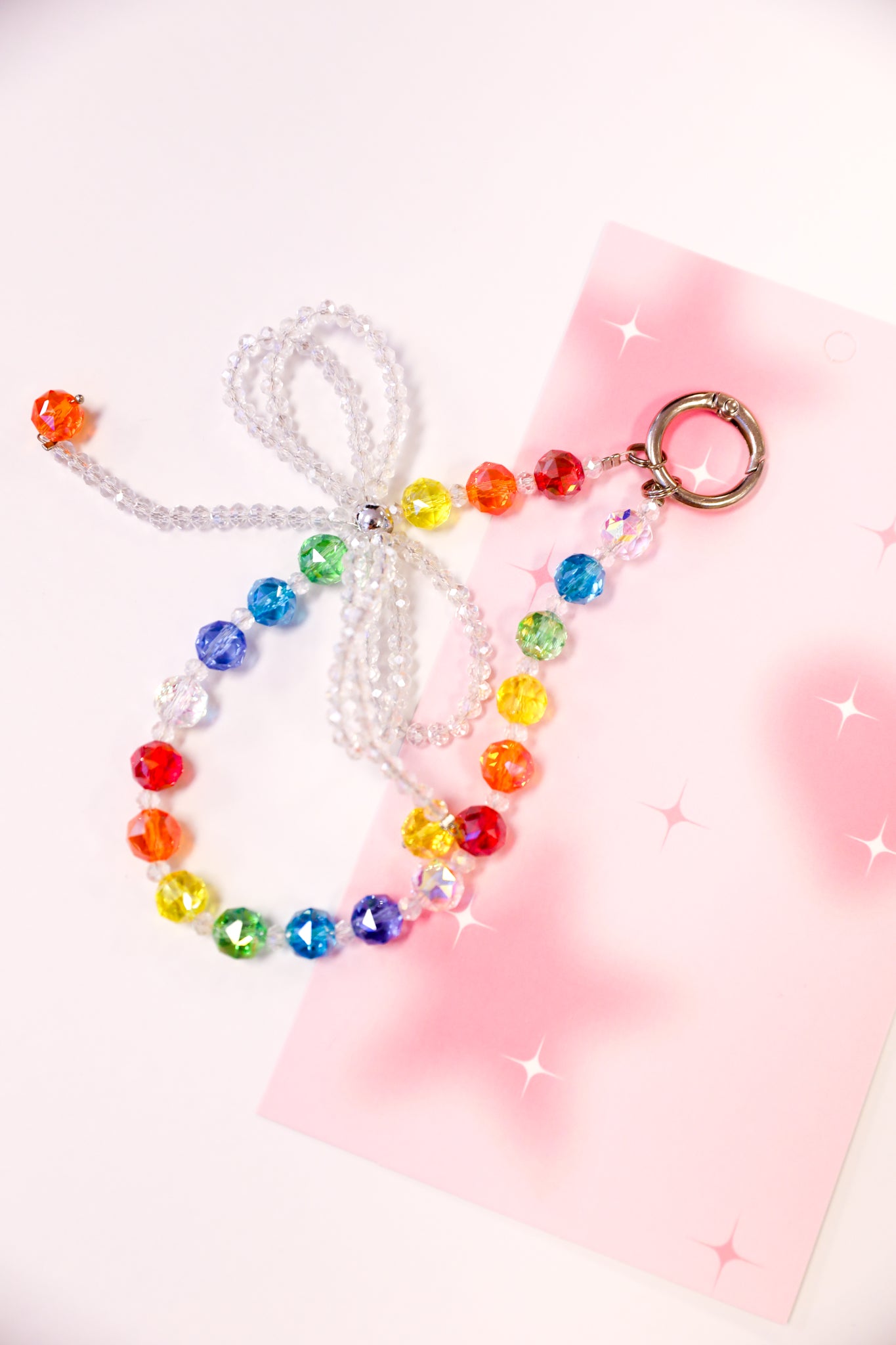 Rainbow Crystal Bow Keychain