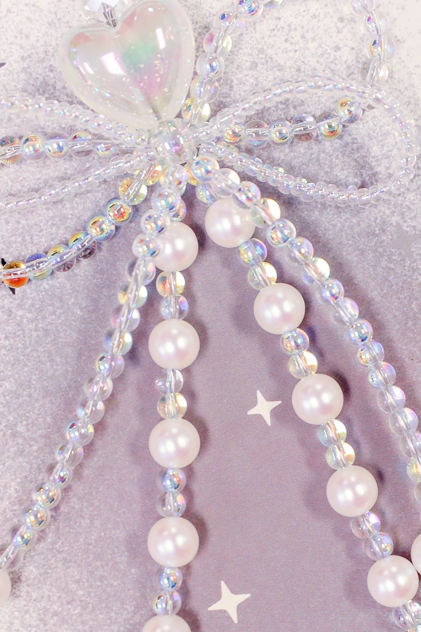 Moonlit Pearl Bow Beaded Keychain